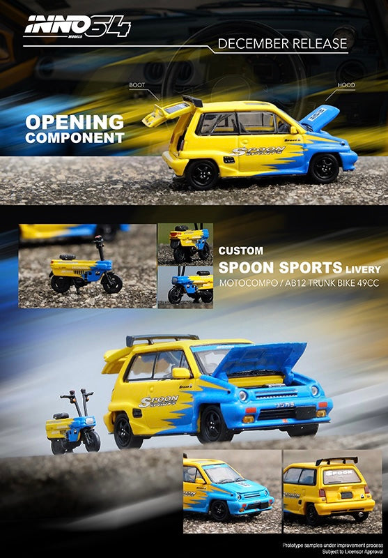 Inno64 1:64 Honda City Turbo II Spoon Sports Livery with MotoCompo