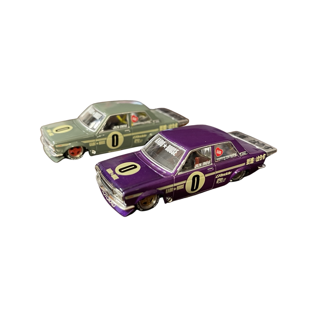 MiniGT x Kaido House 1:64 Nissan Datsun 510 Pro Street OG Purple & OG Green Pair