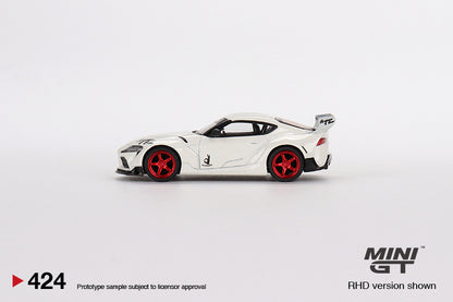 MiniGT 1:64 Pandem Toyota GR Supra V1.0 Pearl White - MiJo Exclusive #424