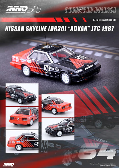 Inno64 1:64 Nissan Skyline 2000 Turbo RS-X DR30 #26 "Advan" JTC 1987