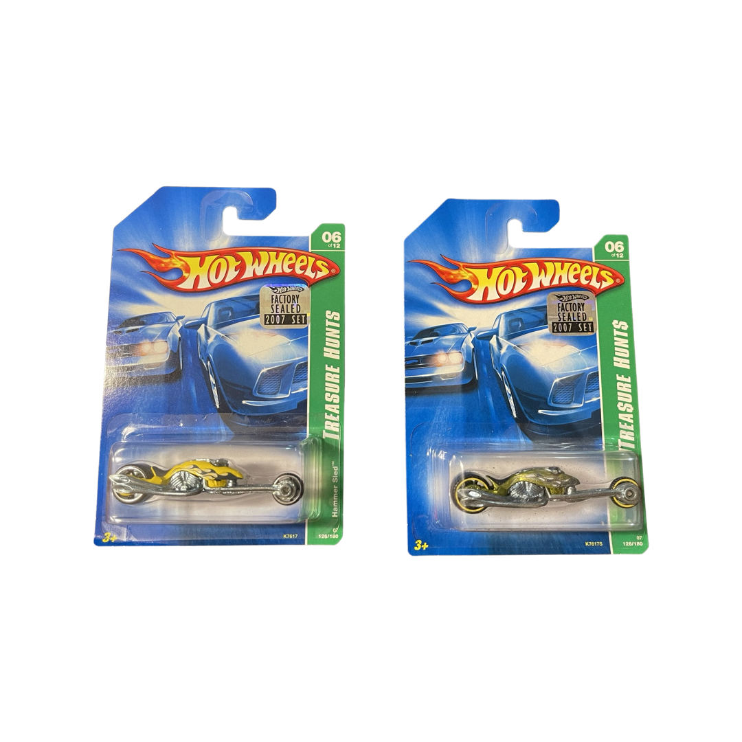 Hot Wheels 2007 Treasure Hunt & Super Treasure Hunt 06/12 Hammer Sled Pair Factory Sealed