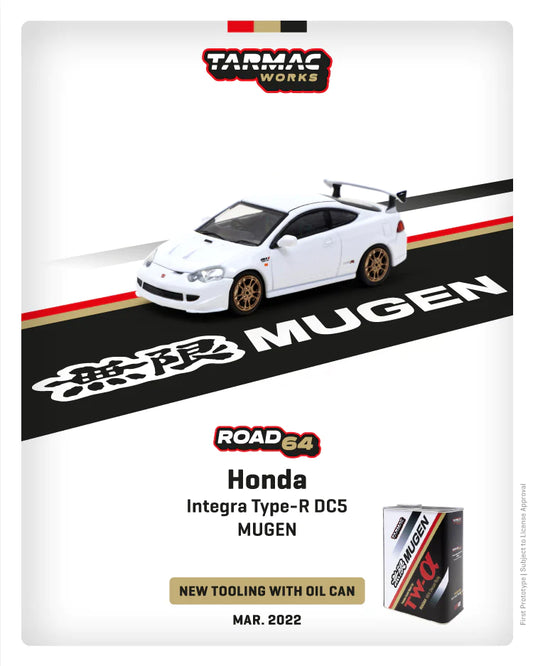 Tarmac Works 1:64 Road64 Honda Integra Type-R DC5 Mugen White With Oil Can