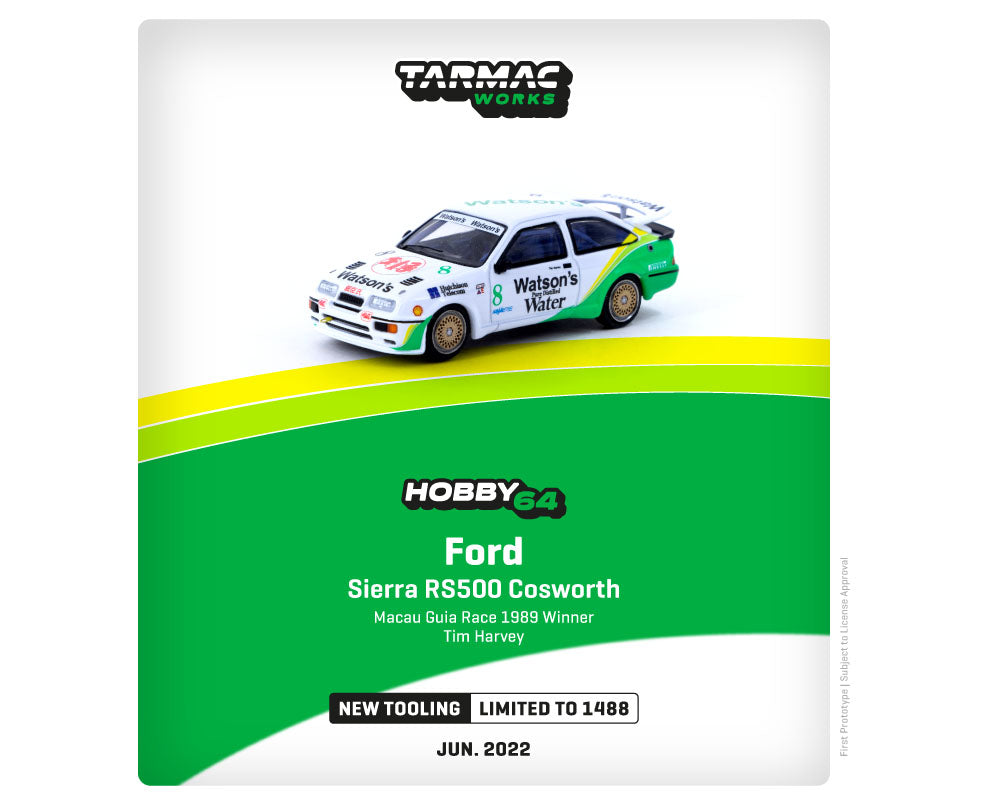 Tarmac Works 1:64 Ford Sierra RS500 Cosworth Macau Guia Race 1989 Winner Tim Harvey