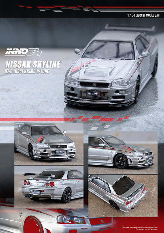 Inno64 1:64 Nissan Skyline GT-R R34 Nismo R-Tune Silver