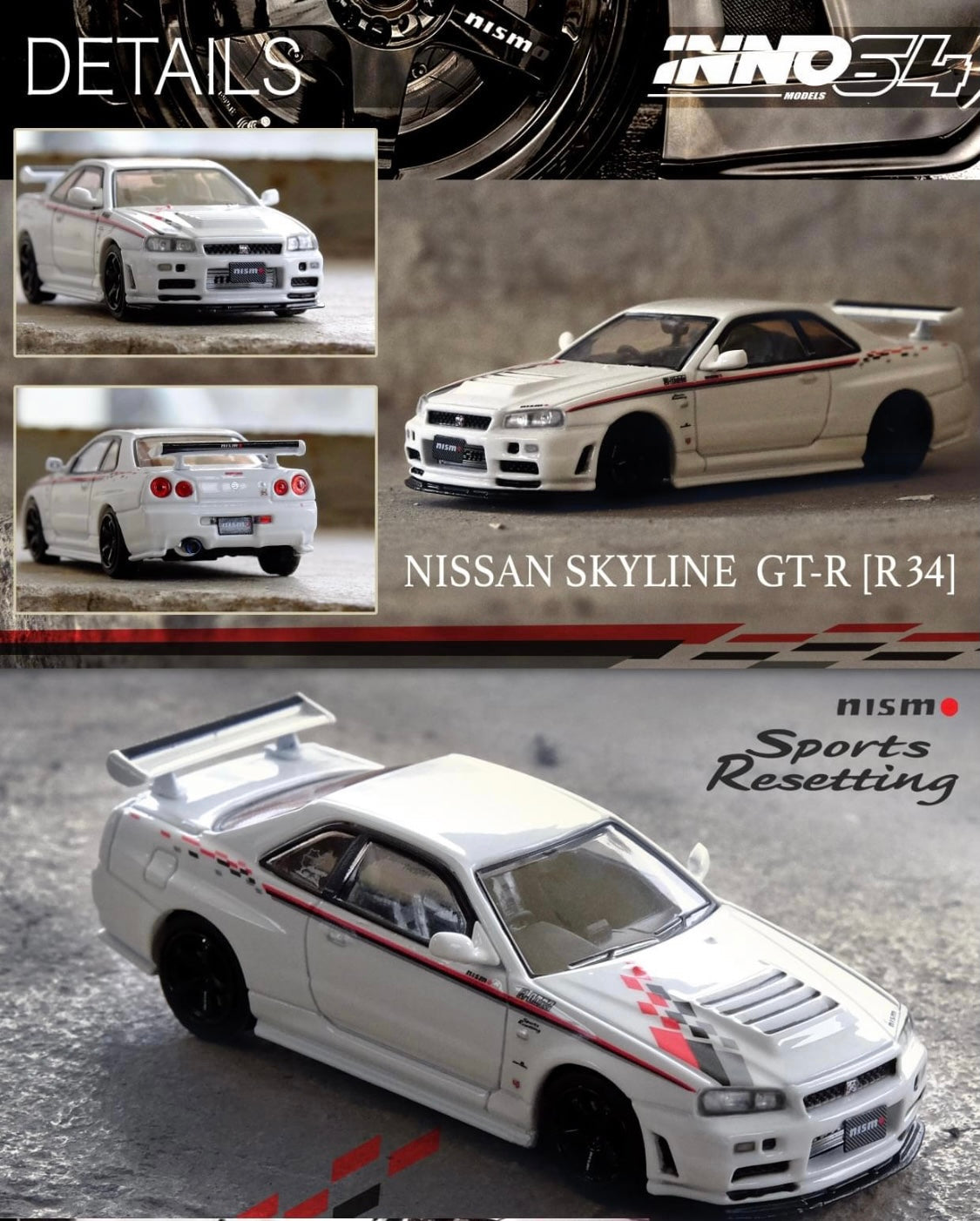Inno64 1:64 Nissan Skyline GT-R R34 Nismo Sports Resetting