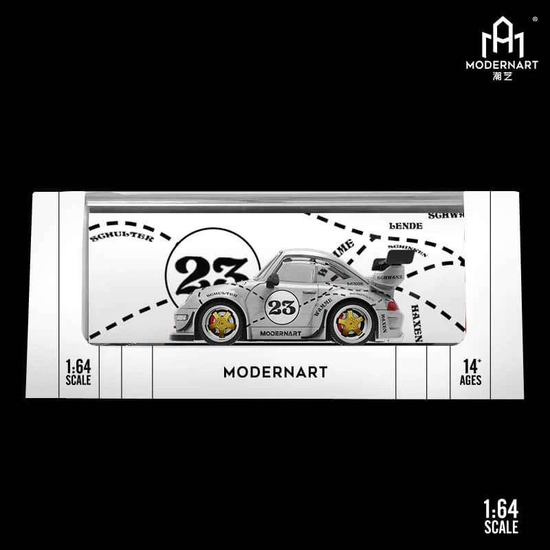 Modern Art 1:64 Porsche RWB 993 Q Car Silver Pig