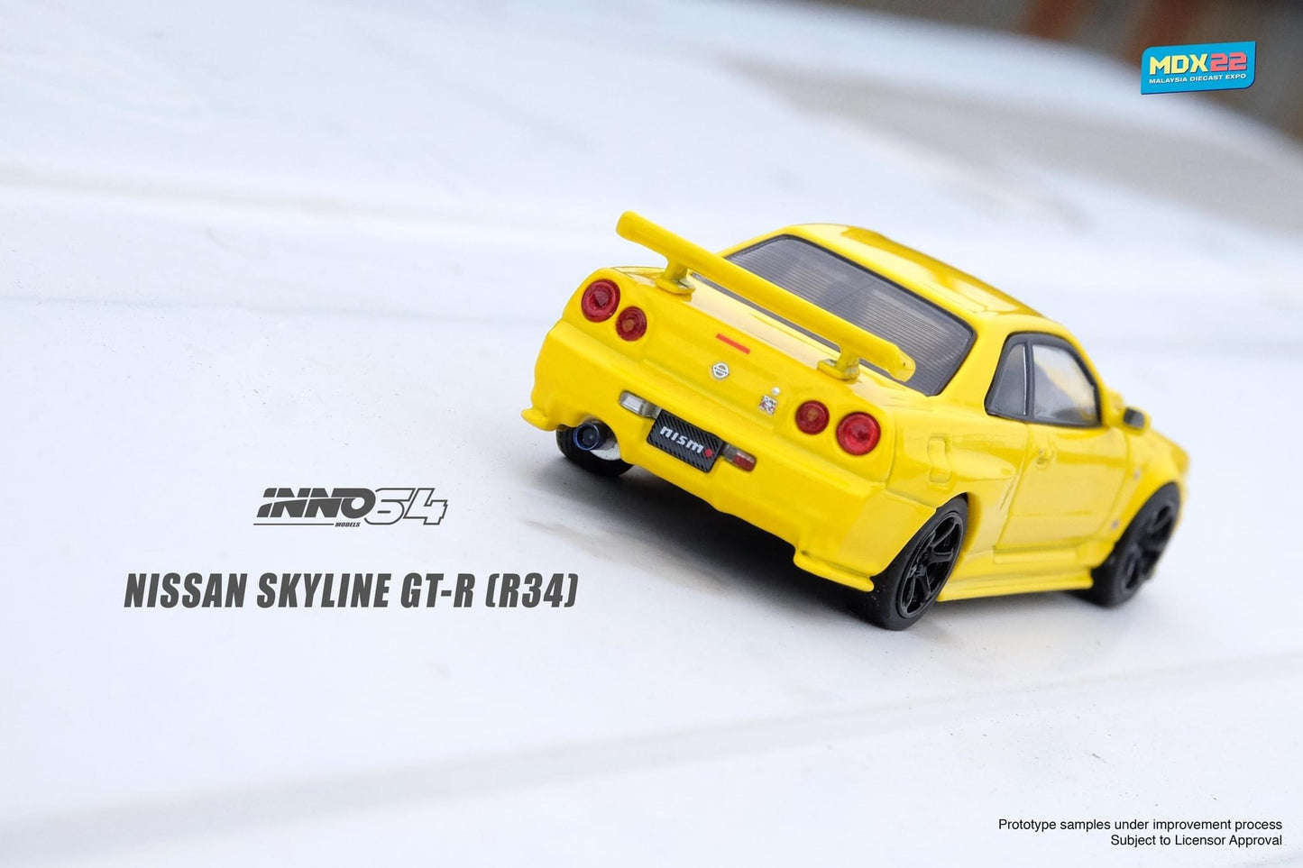 Inno64 1:64 Nissan Skyline GT-R R34 Yellow - Malaysia DieCast Expo 2022 Event Model