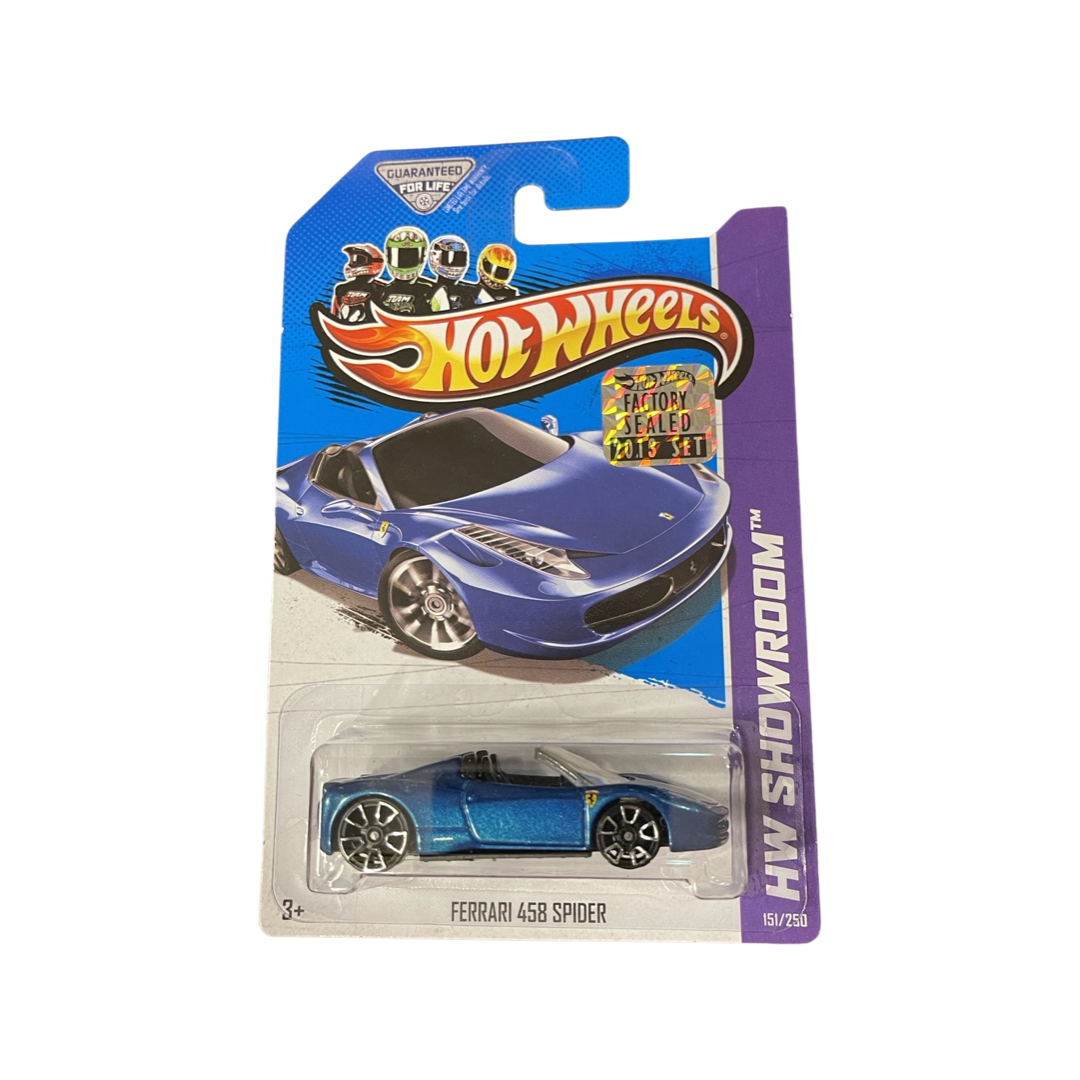 Hot Wheels 2013 Mainline Ferrari 458 Spider Blue Factory Sealed