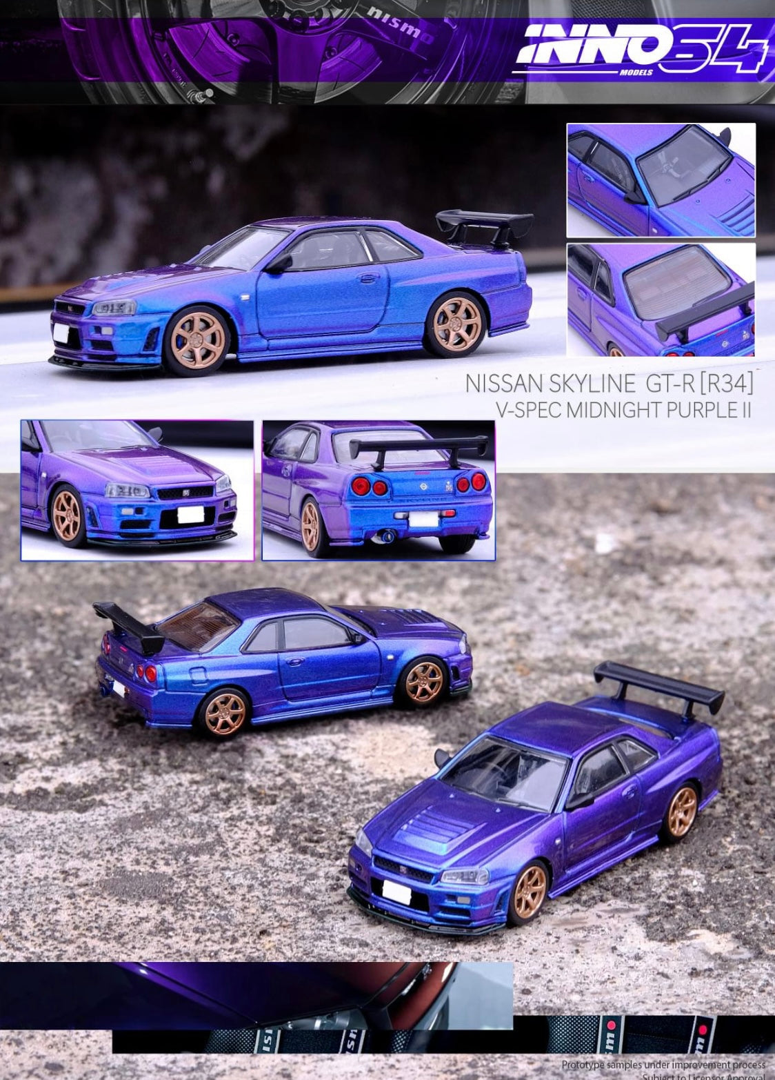 Inno64 1:64 Nissan Skyline GT-R R34 V-Spec Midnight Purple II