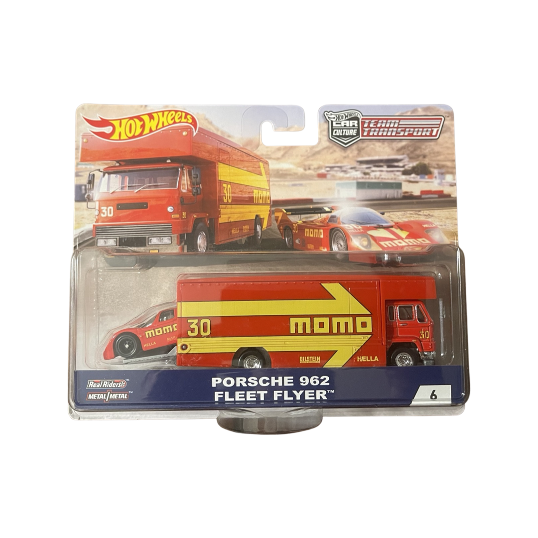 Hot Wheels Premium Team Transport #6 Porsche 962 MOMO & Fleet Flyer