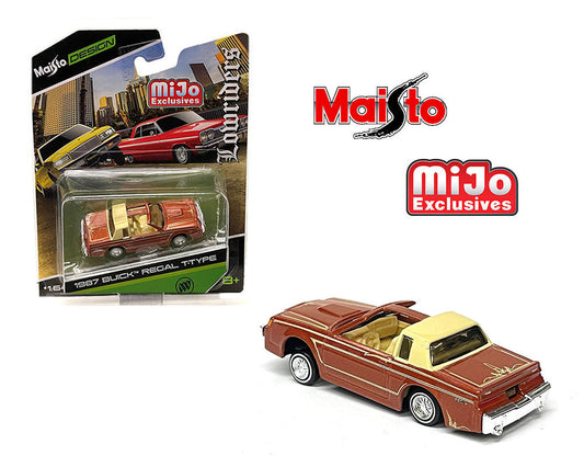 Maisto 1:64 Mijo Exclusive 1987 Buick Regal T-Type BROWN Lowrider With Adjustable Axle
