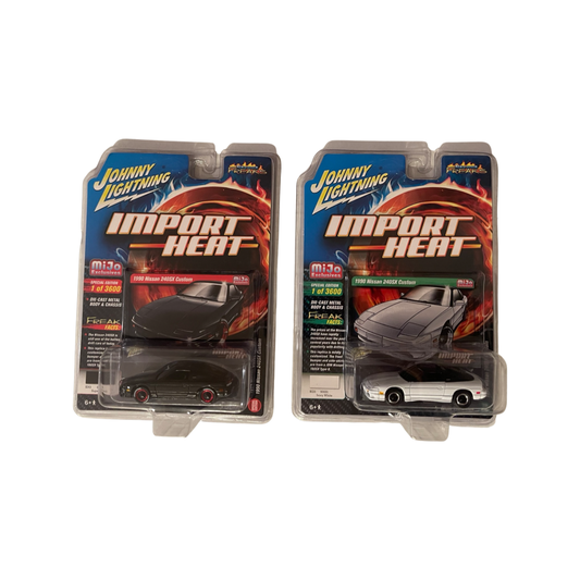 Johnny Lightning 1:64 Import Heat 1990 Nissan 240SX Black & White Pair MiJo Exclusive