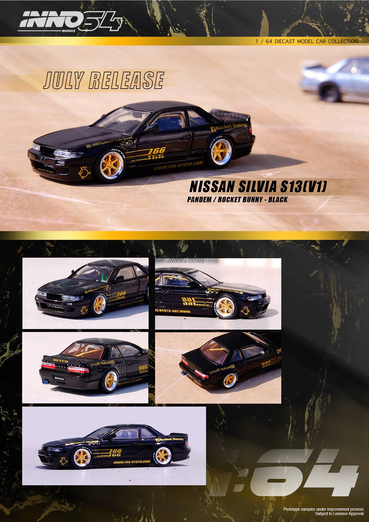 Inno64 1:64 Nissan Silvia S13 Pandem Rocket Bunny V1 Black