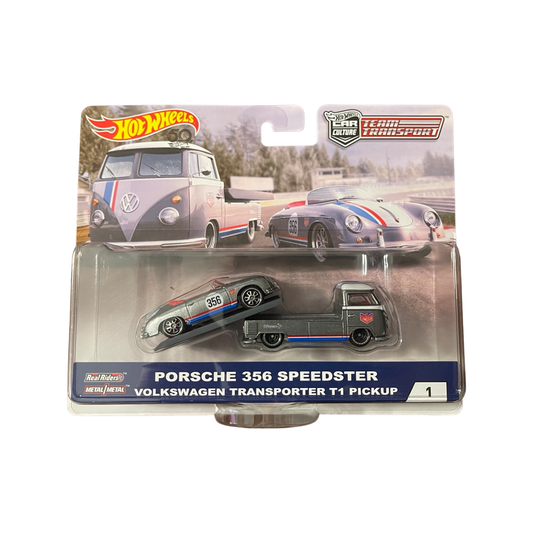 Hot Wheels Premium Team Transport #1 Porsche 356 Speedster With Volkswagen Transporter T1 Pickup