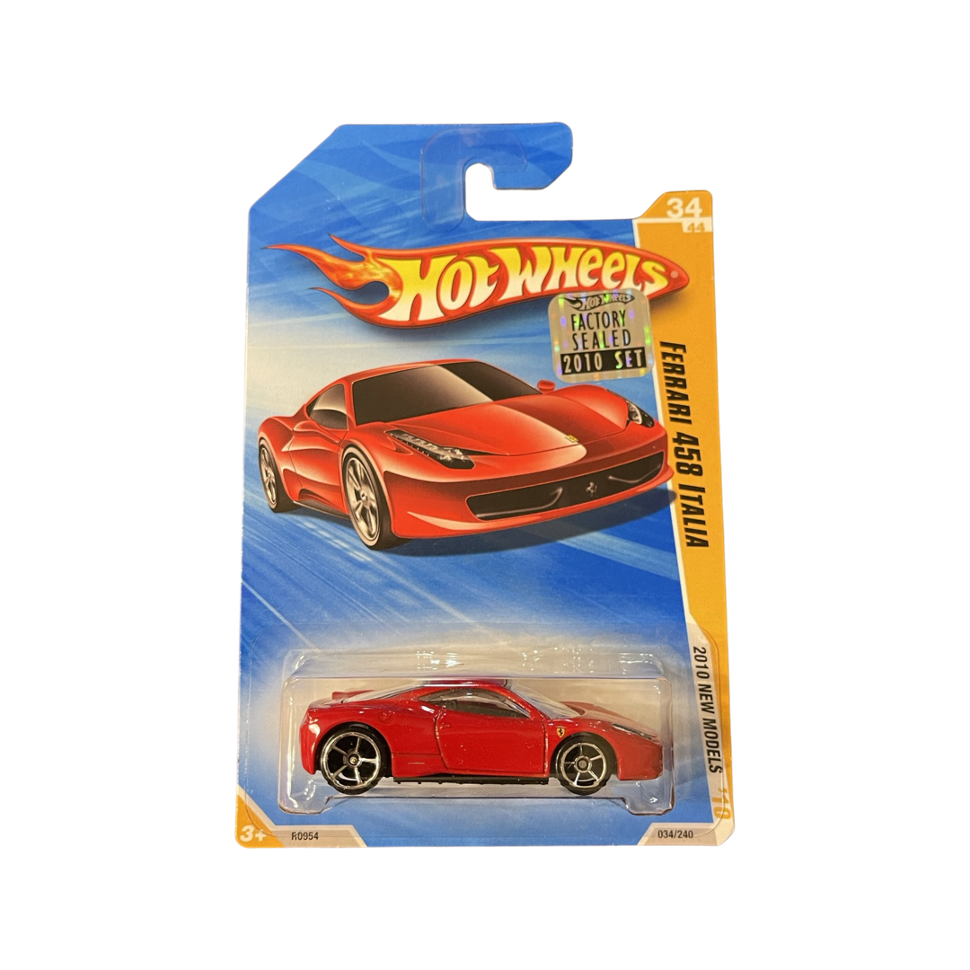 Hot Wheels 2010 Mainline Ferrari 458 Italia Red Factory Sealed