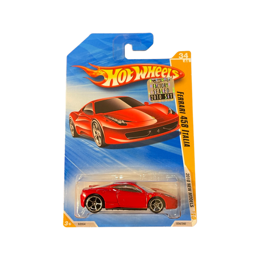 Hot Wheels 2010 Mainline Ferrari 458 Italia Red Factory Sealed