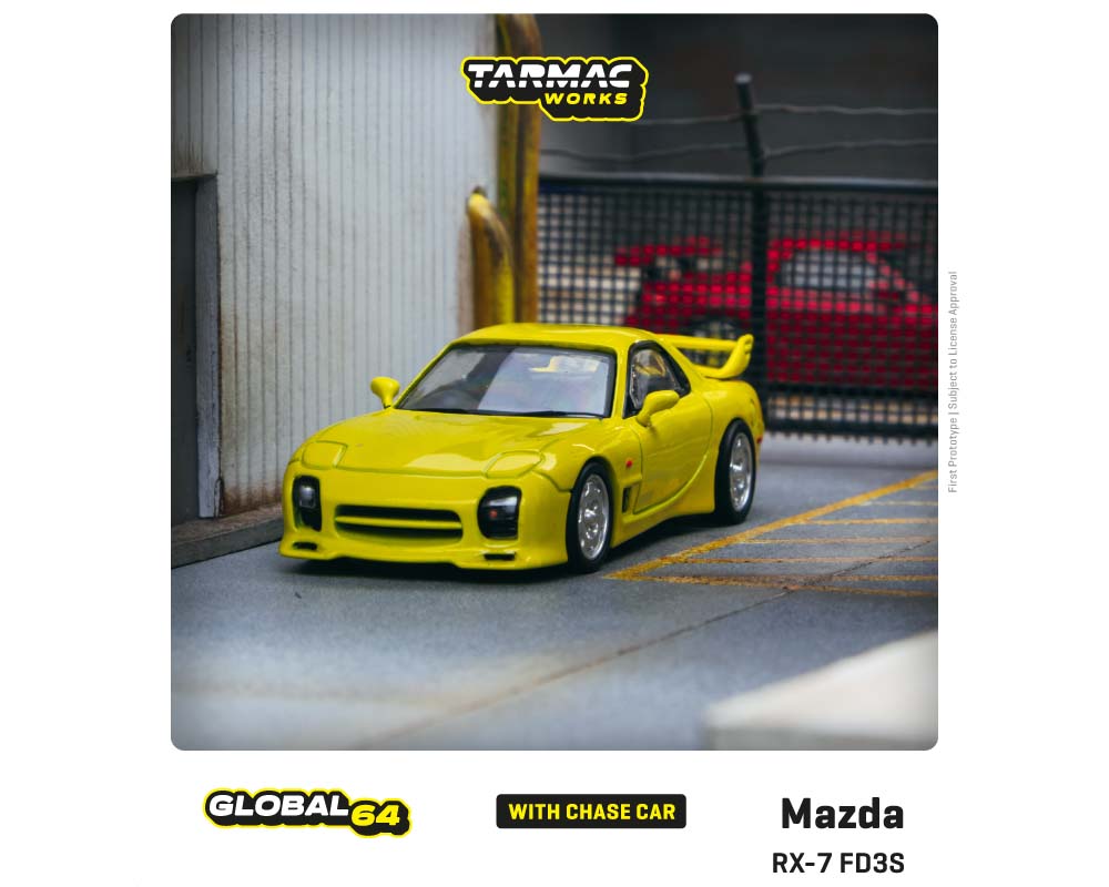 Tarmac Works 1:64 Mazda RX-7 (FD3S) Mazdaspeed A-Spec (Competition Yellow Mica) – Global64