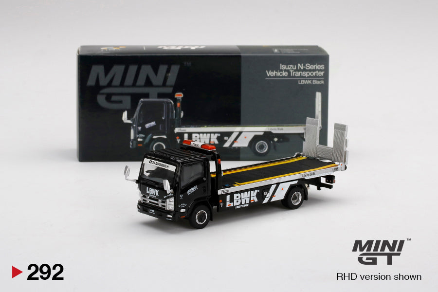 MiniGT Isuzu N-Series Flatbed Vehicle Transporter LBWK Black #292