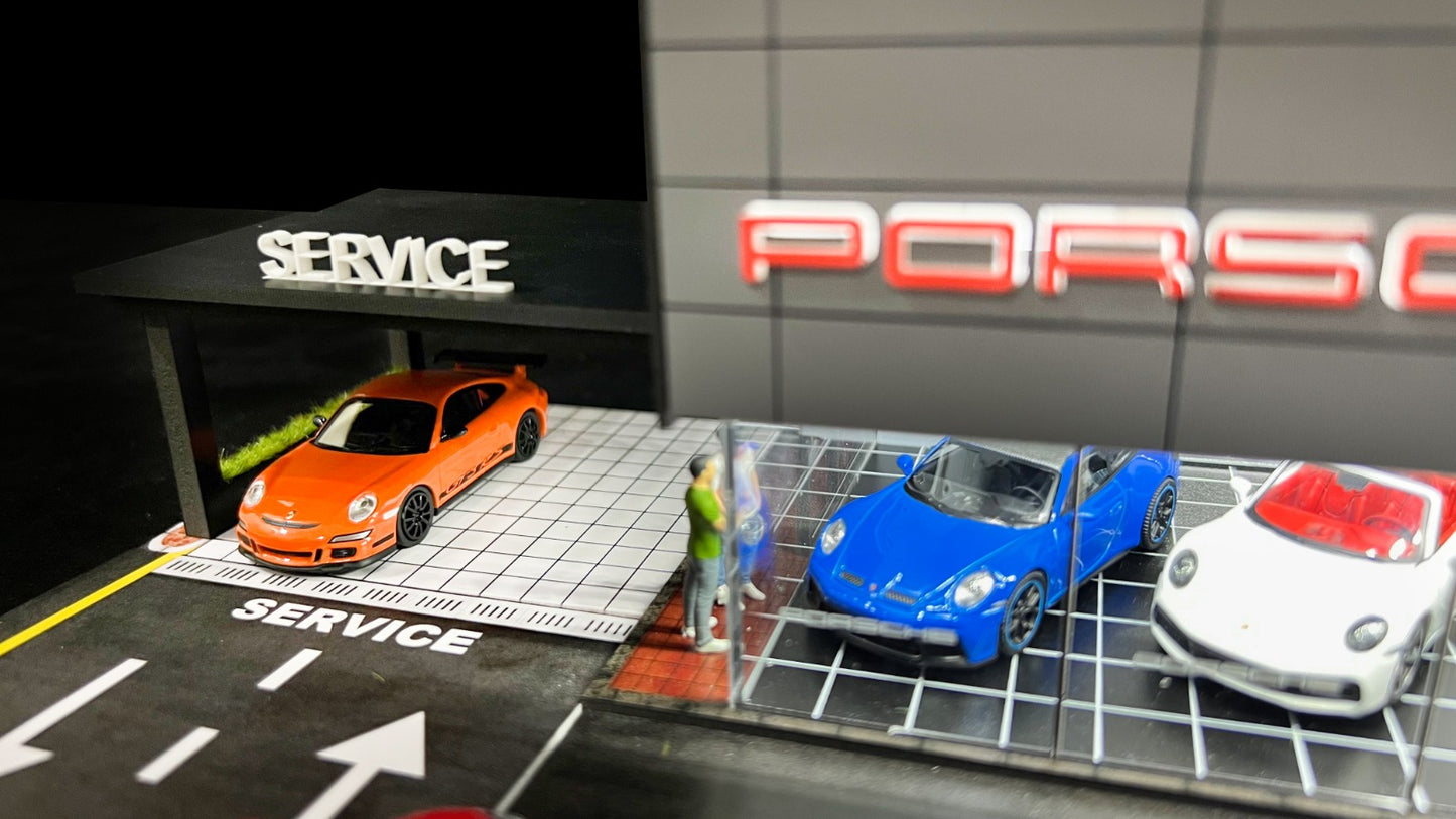 G-Fans 1:64 Diorama US Exclusive Porsche Dealership with Service Center