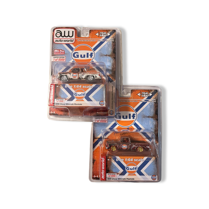 Auto World MiJo Exclusive 1:64 1978 Chevrolet Silverado GULF (Patina Rust) Regular & Chase Pair