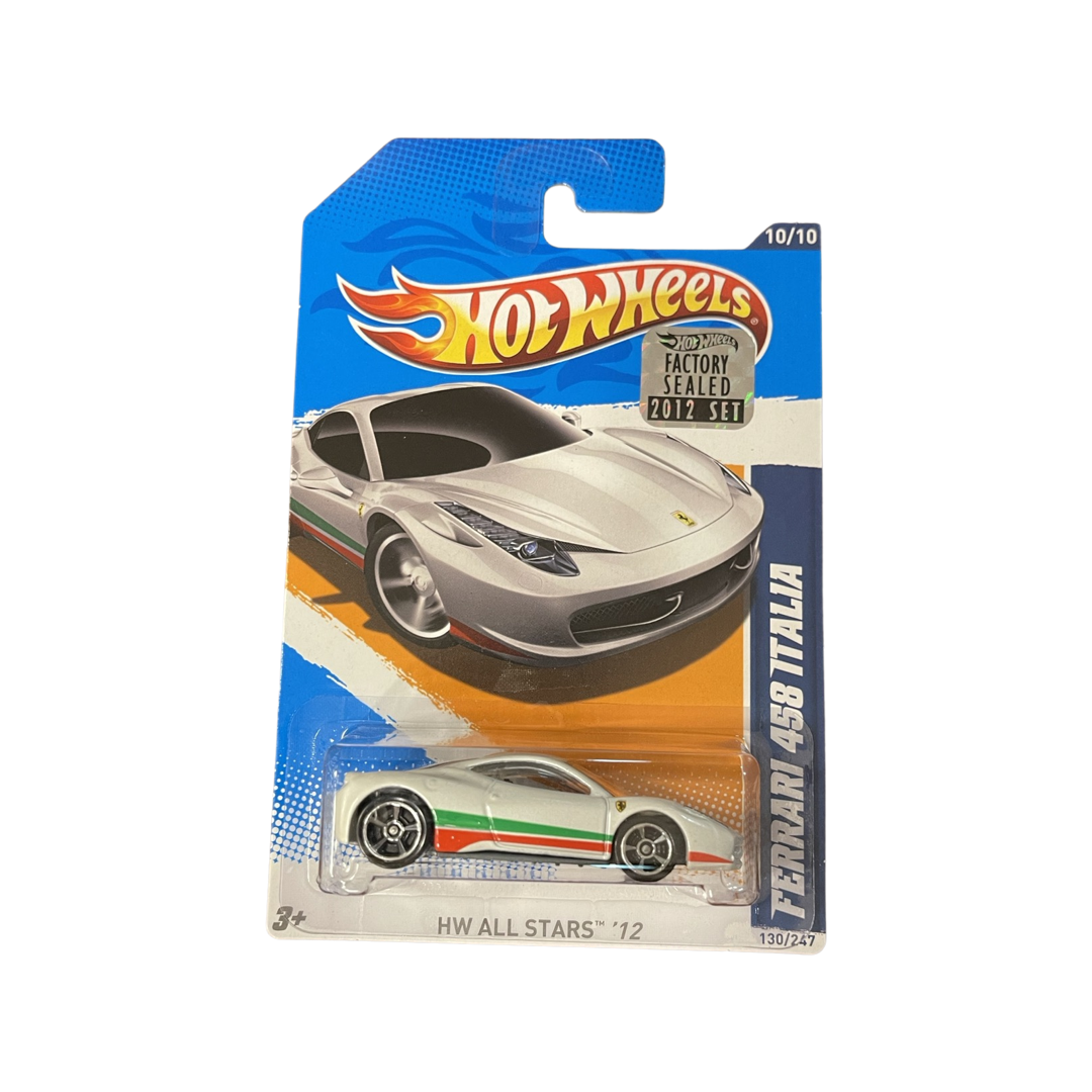 Hot Wheels 2012 Mainline Ferrari 458 Italia White Red Factory Sealed