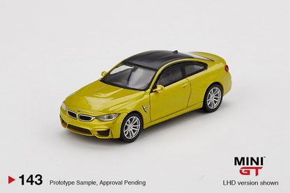 MiniGT 1:64 LB Works BMW M4 (F82) Austin Yellow Metallic MiJo Exclusive #143