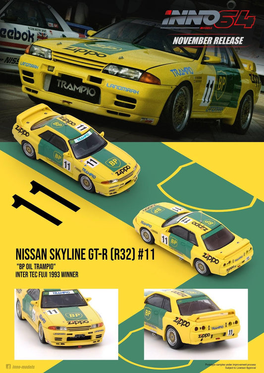 Inno64 1:64 Nissan Skyline GT-R R32 #11 "BP Oil Trampio" Inter TEC Fuji 1993 Winner