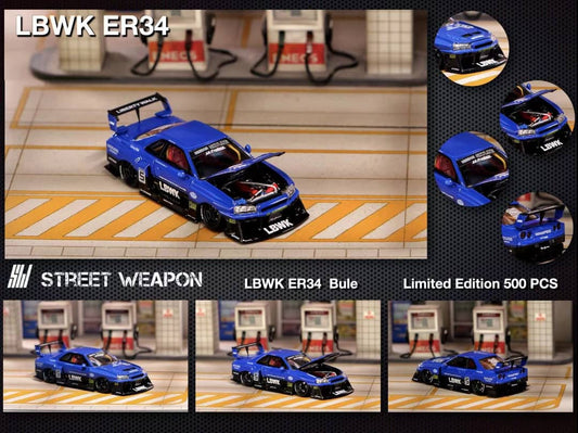 Street Weapon 1:64 LBWK Nissan Skyline ER34 LB Super Silhouette Blue