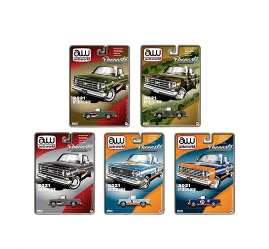 Auto World DiecastZ Exclusive #1-5 Riverside Show Set of 5 Chevrolet Fleetside Cheyenne Trucks