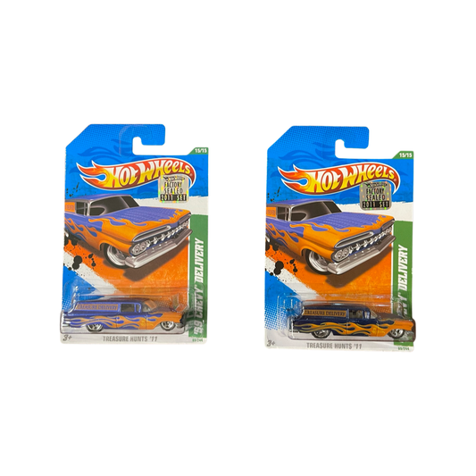 Hot Wheels 2011 Treasure Hunt & Super Treasure Hunt 15/15 ‘59 Chevrolet Chevy Delivery Pair Factory Sealed