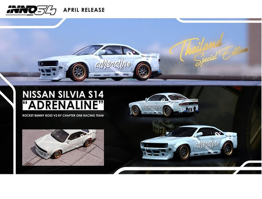 Inno64 1:64 Nissan Silvia S14 Rocket Bunny Boss Aero V2 "Adrenaline" By Chapter One Thailand Exclusive (2022)