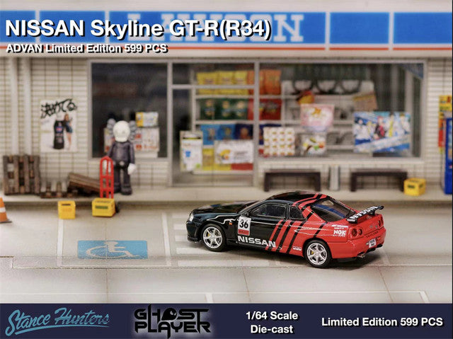 Stance Hunters X Ghost Player 1:64 Nissan Skyline GT-R R34 V-Spec II Advan