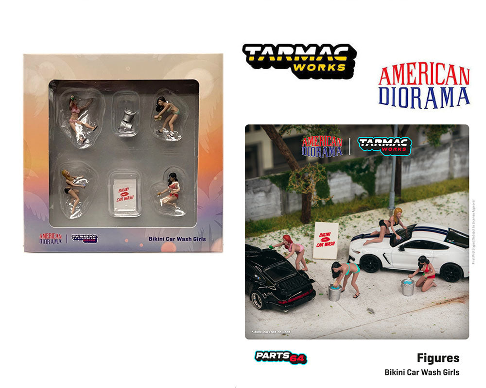 Tarmac Works X American Diorama 1:64Bikini Car Wash Figures Set