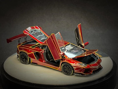 PGM 1:64 Lamborghini Aventador LB Works Metallic Red *Read Description*