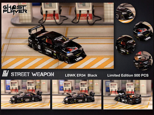 Street Weapon 1:64 LBWK Nissan Skyline ER34 LB Super Silhouette Black