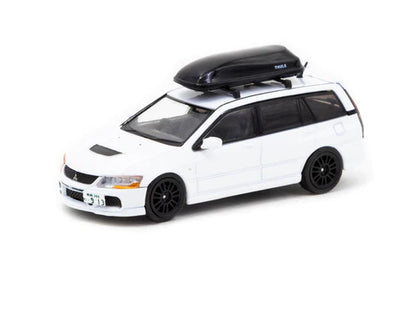 Tarmac Works 1:64 White Mitsubishi Lancer Evolution IX Wagon With Extra Wheels