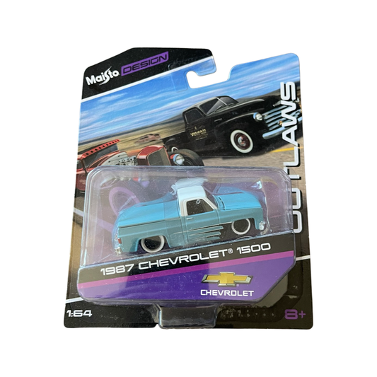 Maisto 1:64 Outlaws 1987 Chevrolet 1500 Light Blue