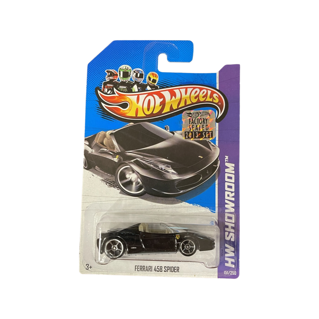 Hot Wheels 2013 Mainline Ferrari 458 Spider Black Factory Sealed