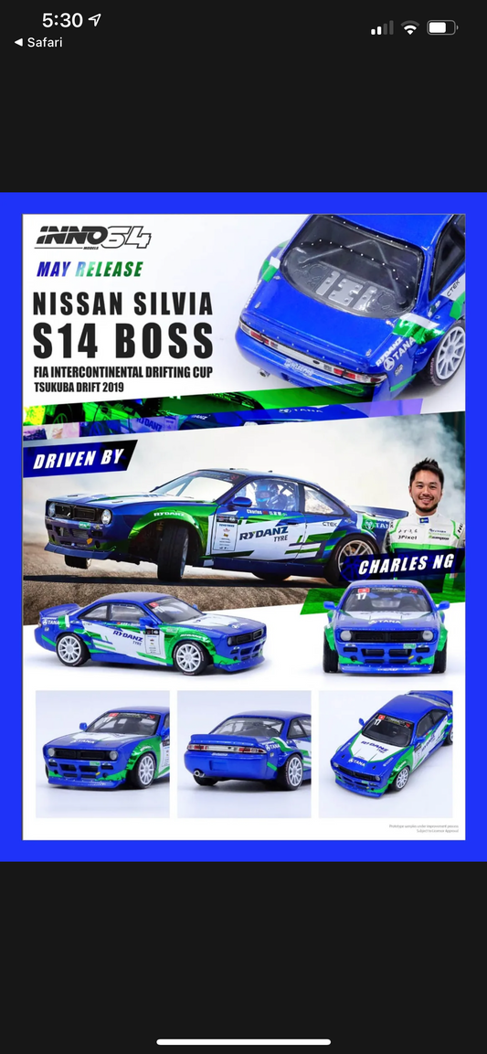 Inno64 1:64 Nissan Silvia S14 Rocket Bunny Boss FIA Intercontinental Drifting Cup Tsukuba 2019