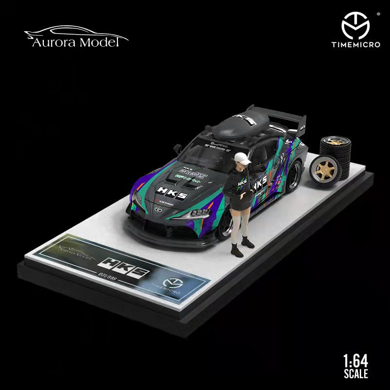 Time Micro X Auroramodel 1:64 Toyota Supra HKS W/Accessories & Figure