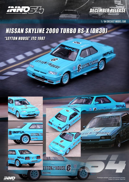 Inno64 1:64 Nissan Skyline 2000 Turbo RS-X DR30 #6 "Leyton House" JTC 1987