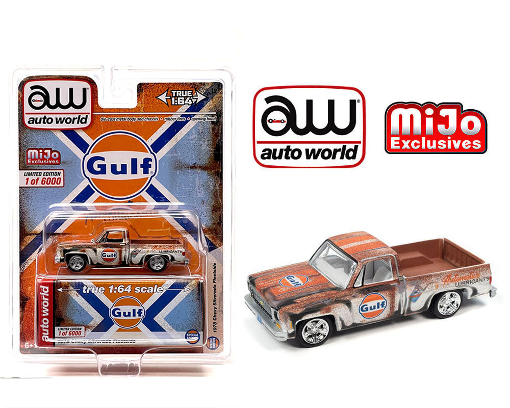 Auto World MiJo Exclusive 1:64 1978 Chevrolet Silverado GULF (Patina Rust)