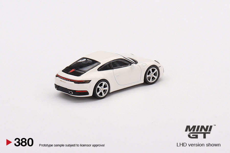 MiniGT 1:64 Porsche 911 (992) Carrera S White MiJo Exclusive #380