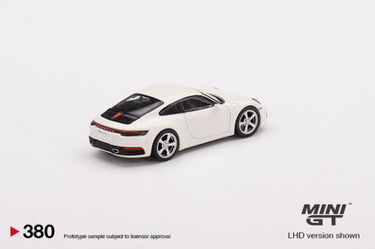 MiniGT 1:64 Porsche 911 (992) Carrera S White MiJo Exclusive #380