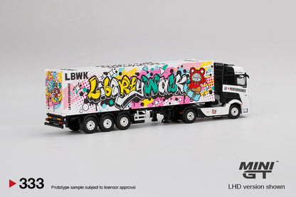 MiniGT 1:64 LBWK Mercedes Benz Actros w/ 40 Ft Container Liberty Walk #333 Graffiti