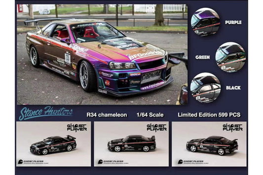 Stance Hunters X Ghost Player 1:64 Nissan Skyline GT-R R34 Z Tune Chameleon