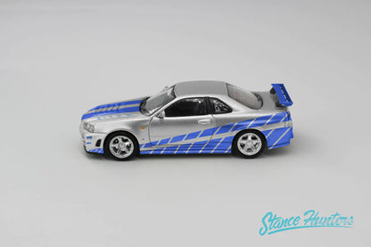 Stance Hunters x ArtWork 1:64 Nissan Skyline GT-R R34 Nismo Z-Tune Silver With Figure (F&F Inspired)