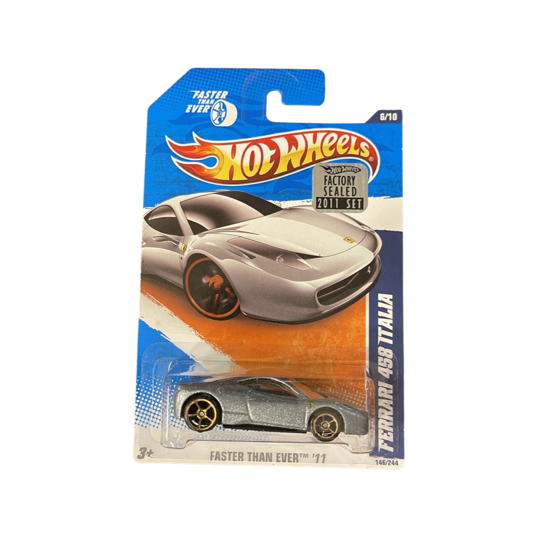 Hot Wheels 2011 Mainline Ferrari 458 Italia Silver Factory Sealed