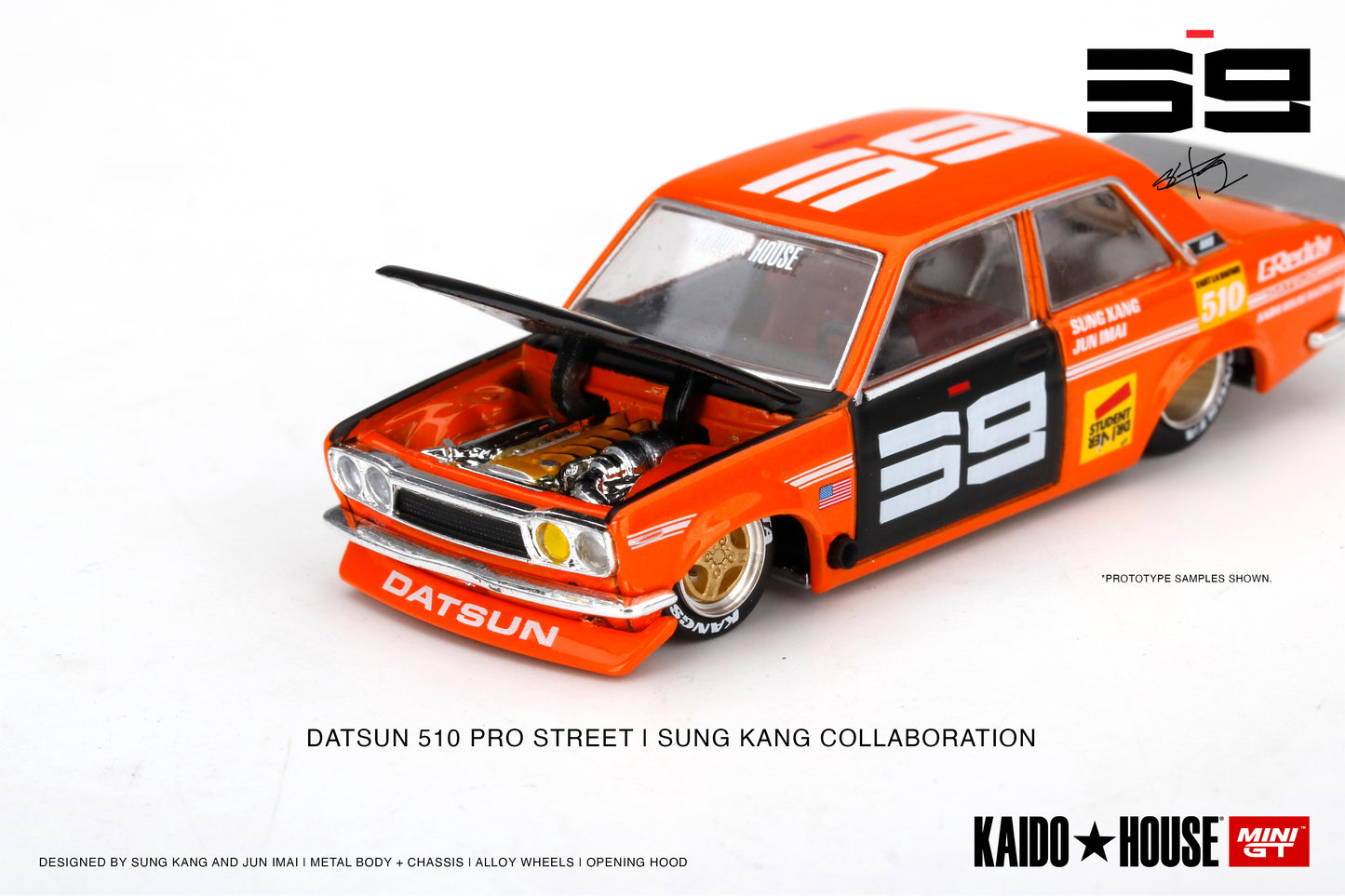 MiniGT x Kaido House 1:64 Nissan Datsun 510 Pro Street SK510 Orange