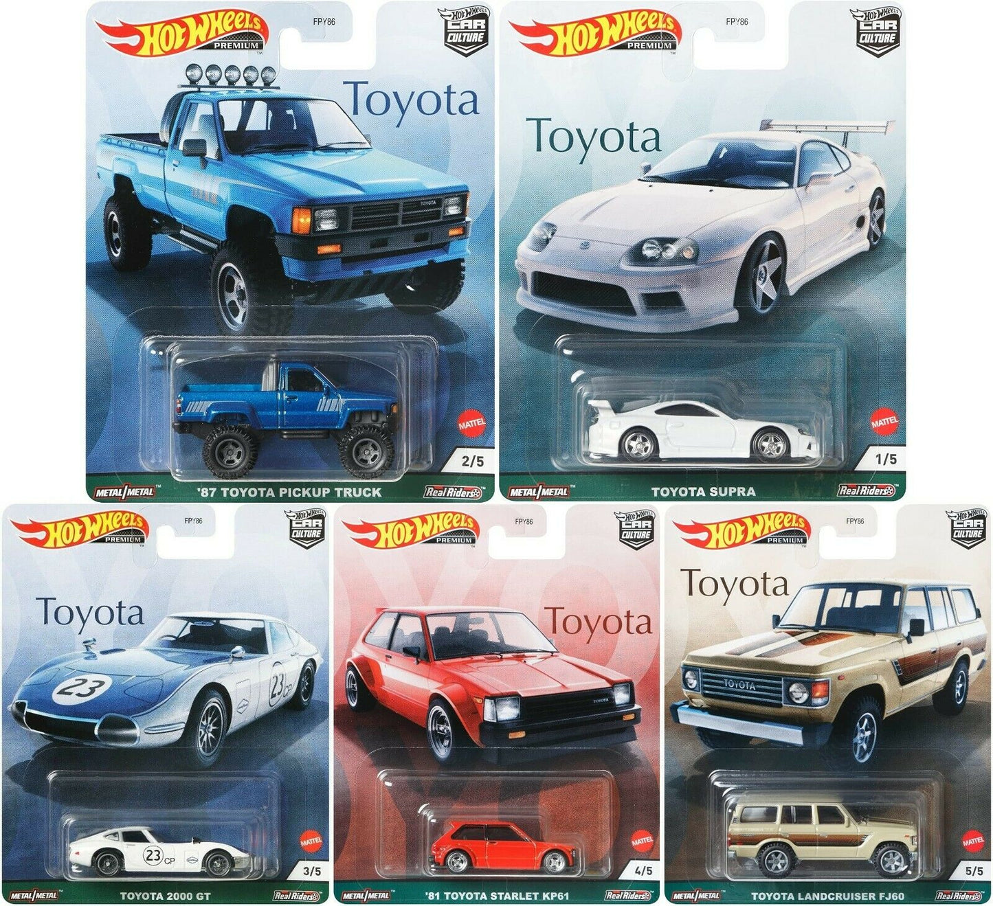 Hot Wheels Premium Car Culture Toyota Set Complete 5 (2021 ...